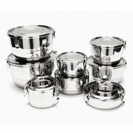 Bol hermétique en inox avec clips - 16 cm - 1,5 l