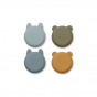 Set de 4 bols en silicone Iggy - Golden caramel & blue multi mix