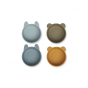 Set de 4 bols en silicone Iggy - Golden caramel & blue multi mix