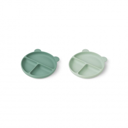 2 assiettes à compartiments Merrick - Peppermint & Dusty mint mix