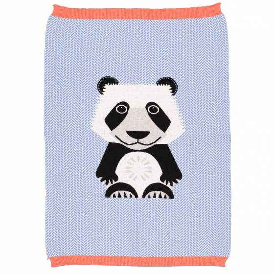 Couverture tricot pour bébé en coton bio - Panda