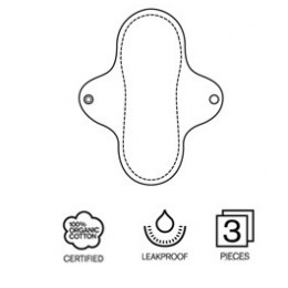 Serviettes hygiéniques lavables en coton BIO Fleurs - NUIT - pack de 3