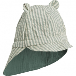 Chapeau de soleil réversible Gorm crépon Y&D Stripe Peppermint & Sandy - Liewood