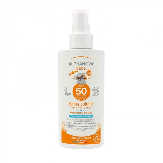 Sun spray Bébé SFP50 100% minéral et naturel - lait solaire - 125g Sun spray Bébé SFP50 100% minéral et naturel - lait solaire - 125g