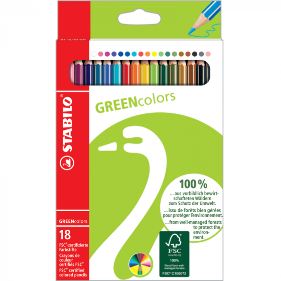Crayons de couleur - 18 Stabilo GreenColors FSC