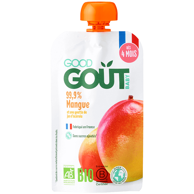Good Goût - Gourde de fruit : mangue - 120 g - dès 4 mois - Sebio