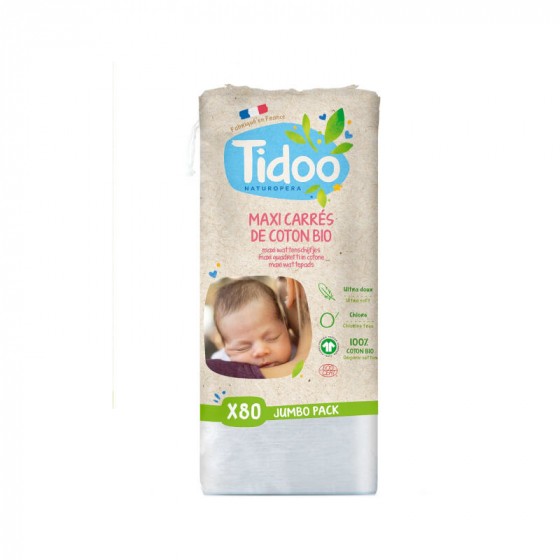 Maxi carrés de coton ultra doux Coton Bio 80 pièces Maxi carrés de coton ultra doux Coton Bio 80 pièces