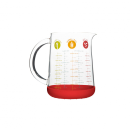 Verre doseur avec base en silicone rouge 1L - Pebbly