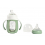 2-in-1 glazen meegroeifles 210ml + siliconen hoes groen