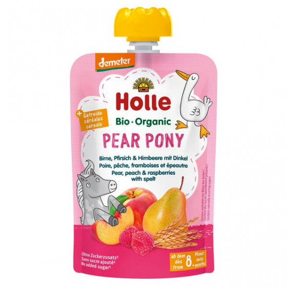 Pear Pony - Peer, perzik, framboos en speltfles - 100g - Holle