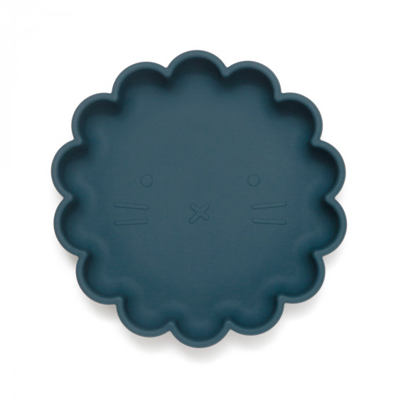 Siliconen bord met zuignap Lion - Balsam blue