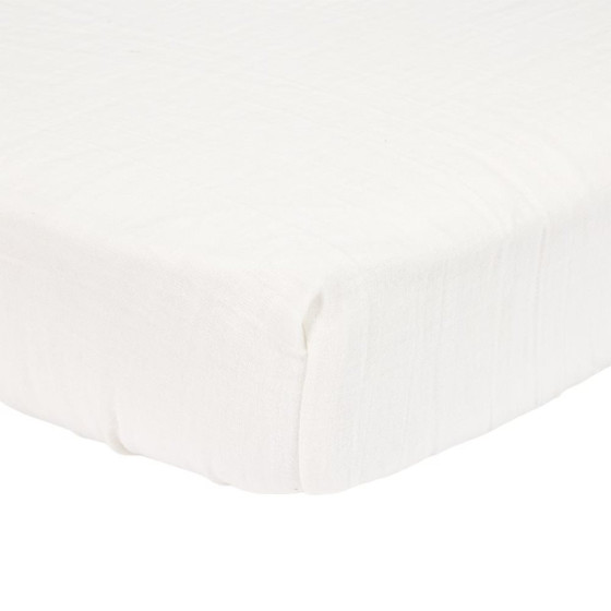 Hoeslaken Muslin Wieglaken 40 x 80 cm Zacht Wit - Little Dutch