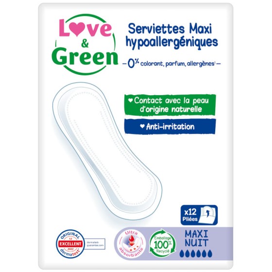 Ecologische verbanden voor urineverlies - Maxi Night - 12 stuks Ecologische verbanden voor urineverlies - Maxi Night - 12 stuks