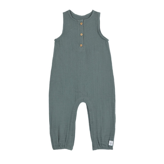 Jumpsuit in mousseline GOTS petrolgroen Jumpsuit in mousseline GOTS petrolgroen