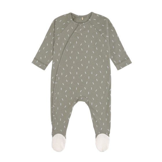 Pyjama met voetjes GOTS Kleine olijfkleurige strepen Pyjama met voetjes GOTS Kleine olijfkleurige strepen