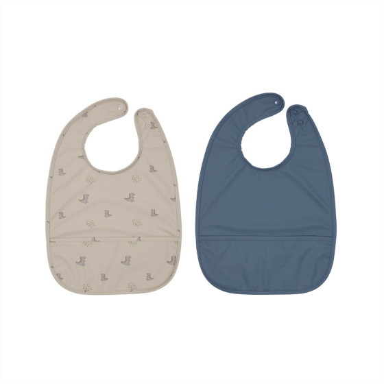 Set van 2 Dino Bibs - Blue/Clay