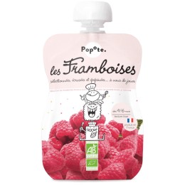 Knijpzakje framboos 120g - Popote