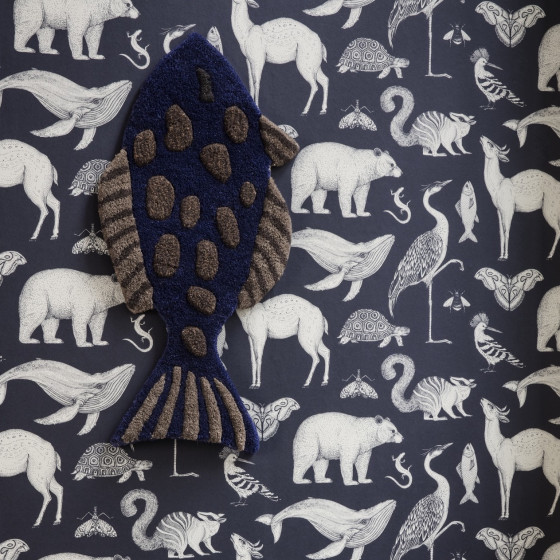 Blauw behangpapier - dieren - Katie Scott