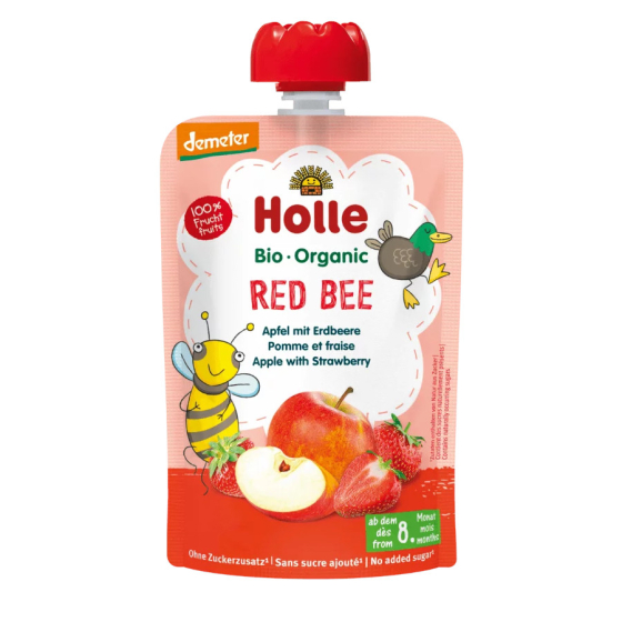 Red Bee - Appel- en aardbeienfles - 100g - Holle