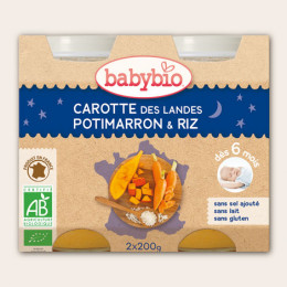 Slaap lekker potje - Worteltjes-pompoen-rijst (vanaf 6 maanden) - 2 potjes