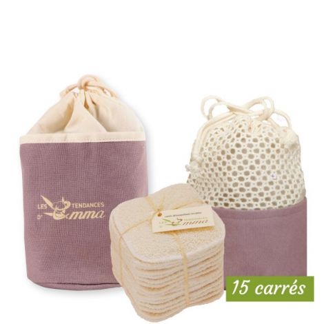 Set 15 wasbare make-up removerdoekjes van bamboe in verschillende kleuren Set 15 wasbare make-up removerdoekjes van bamboe in verschillende kleuren