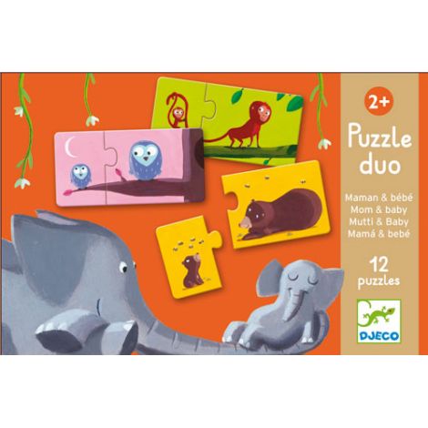 12 Duo Puzzels Dieren - Mama En Baby