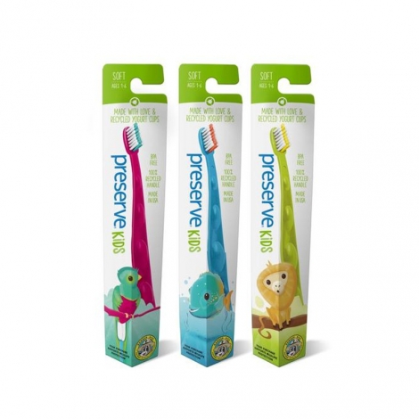 Tandenborstel uit gerecycleerde yoghurtpotjes Kinderen van 2 tot 8 Soft