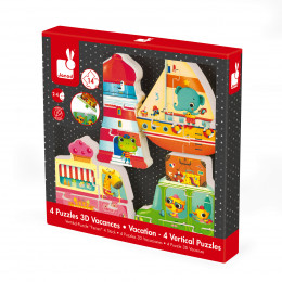 Koffer met 4 3D puzzel Vakantie vanaf 2 jaar