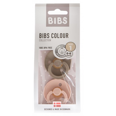 Set van 2 tutjes BIBS dark oak & old rose in natuurrubber Set van 2 tutjes BIBS dark oak & old rose in natuurrubber