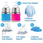 Set van 2 evolutieve roestvrijstalen flessen - 150 ml - 0 tot 18 maanden - Roze en turqoise 