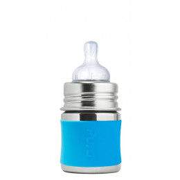 Evolutieve RVS drinkfles - 150 ml - Siliconen speen - Blauw