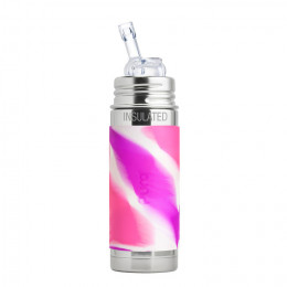 Evolutieve isotherme drinkfles in RVS - 260 ml - Siliconen rietje - vanaf 6 maanden - Pink Swirl