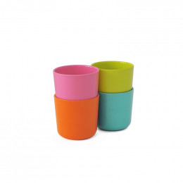 Set van 4 bekers in bio-afbreekbare bamboevezels 20cl (Roze, aqua, limoen en mandarijn) Ø 8 x 7.5 cm