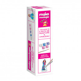 Navulling van 5 verfpotjes voor Mako moulages + verfkwast