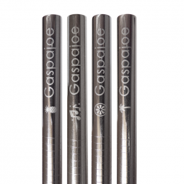 Set de 4 pailles inox Cocktail avec symbole gravé et goupillon