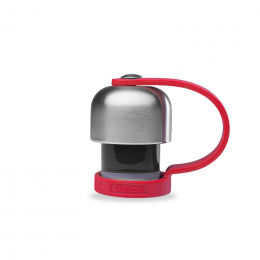 Bouchon avec attache silicone pour gourde Qwetch inox isotherme 260 et 500 ml - Rouge
