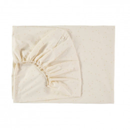 Hoeslaken 1-persoons Tibet - Honey sweet dots natural 90 x 200 cm