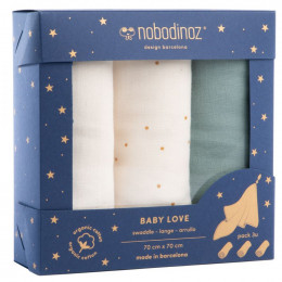Set van 3 tetradoeken Baby Love - Eden green - 70 x 70 cm