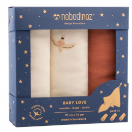 Set van 3 tetradoeken Baby Love - Toffee - 70 x 70 cm