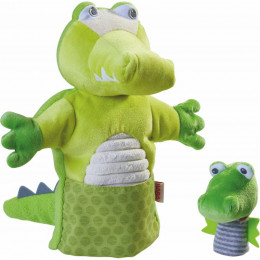 Handpop Krokodil met baby