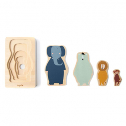 Houten 4-lagen dierenpuzzel