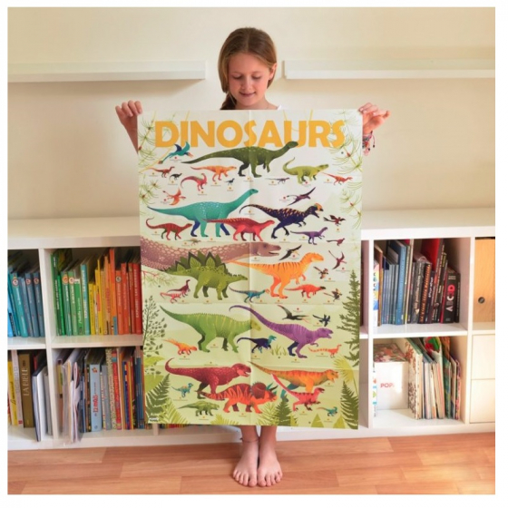 Educatieve poster met herpositioneerbare stickers - Dinosaurs