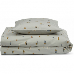 Carl 1-persoons bedset - Vehicles & dove blue mix