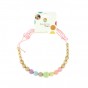 Collier d'allaitement et de portage - Rose arc en ciel et bois de genévrier