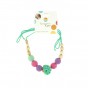 Collier d'allaitement et de portage Fleur - vert, rose et bois