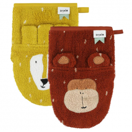 Set van 2 washandjes - Mr. Lion & Mr. Monkey