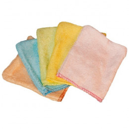 5 kleine oefenwashandjes van gekleurd bamboe