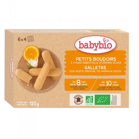 Bio lange vingers koekjes met zoete sinaasappelsap - vanaf 10 maanden Bio lange vingers koekjes met zoete sinaasappelsap - vanaf 10 maanden