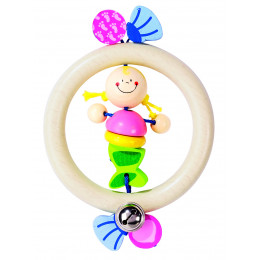 Houten rammelaar Zeemeermin diam. 14 cm Vanaf 3 maanden
