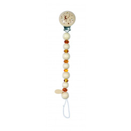 Houten fopspeenkoord + gele Amber - 21cm + 0 maanden